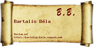 Bartalis Béla névjegykártya
